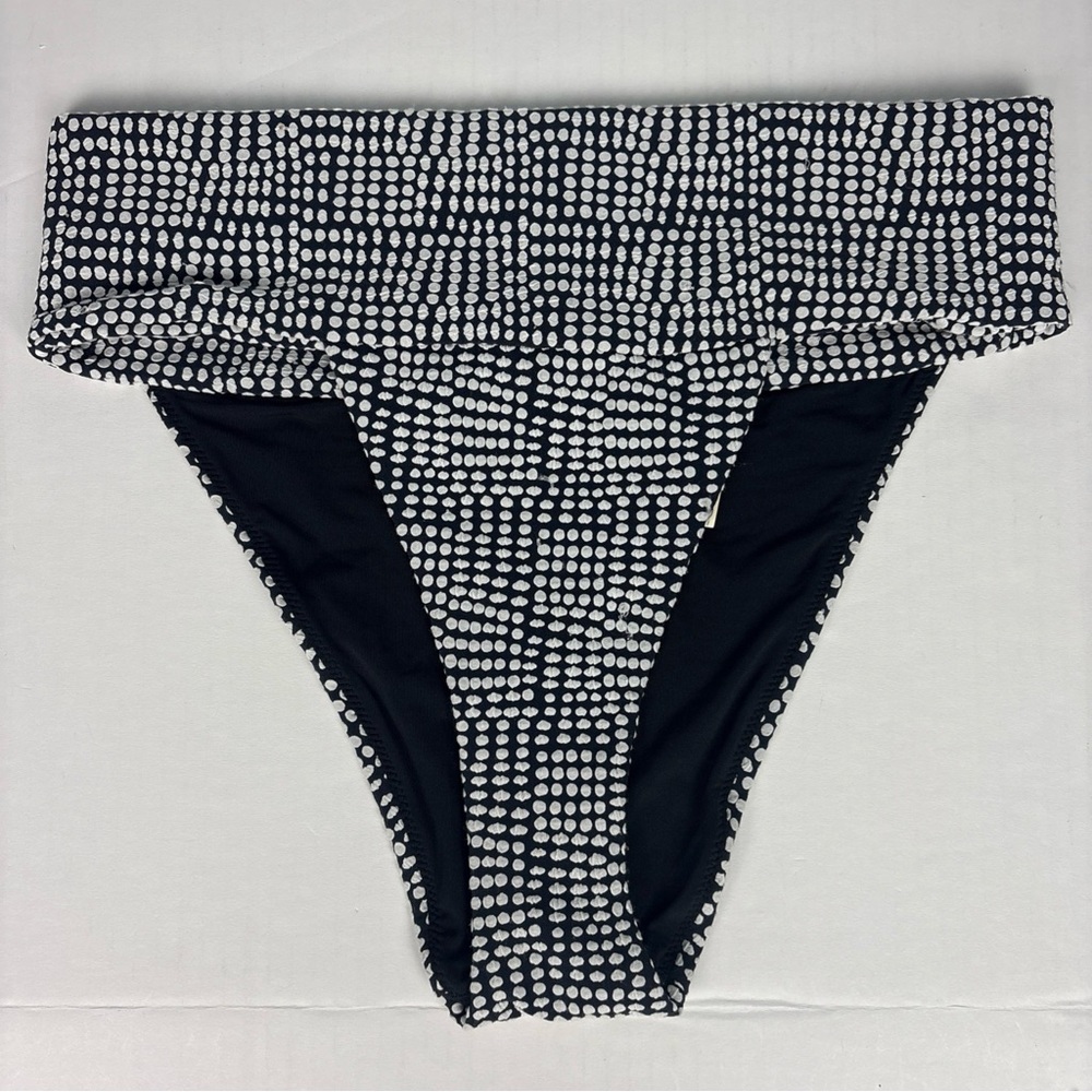 Aerie Women L XL XXL Bikini Bottom Black White Textured High Waist Swimsuit New
